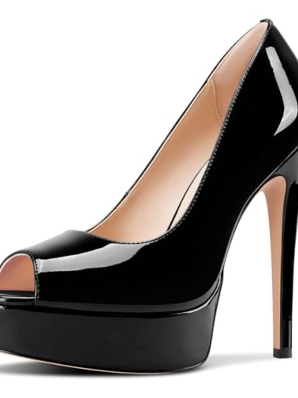 TNYNFBEB Peep Toe Stiletto Platform Heels Slip-On Prom Party Dress Pumps